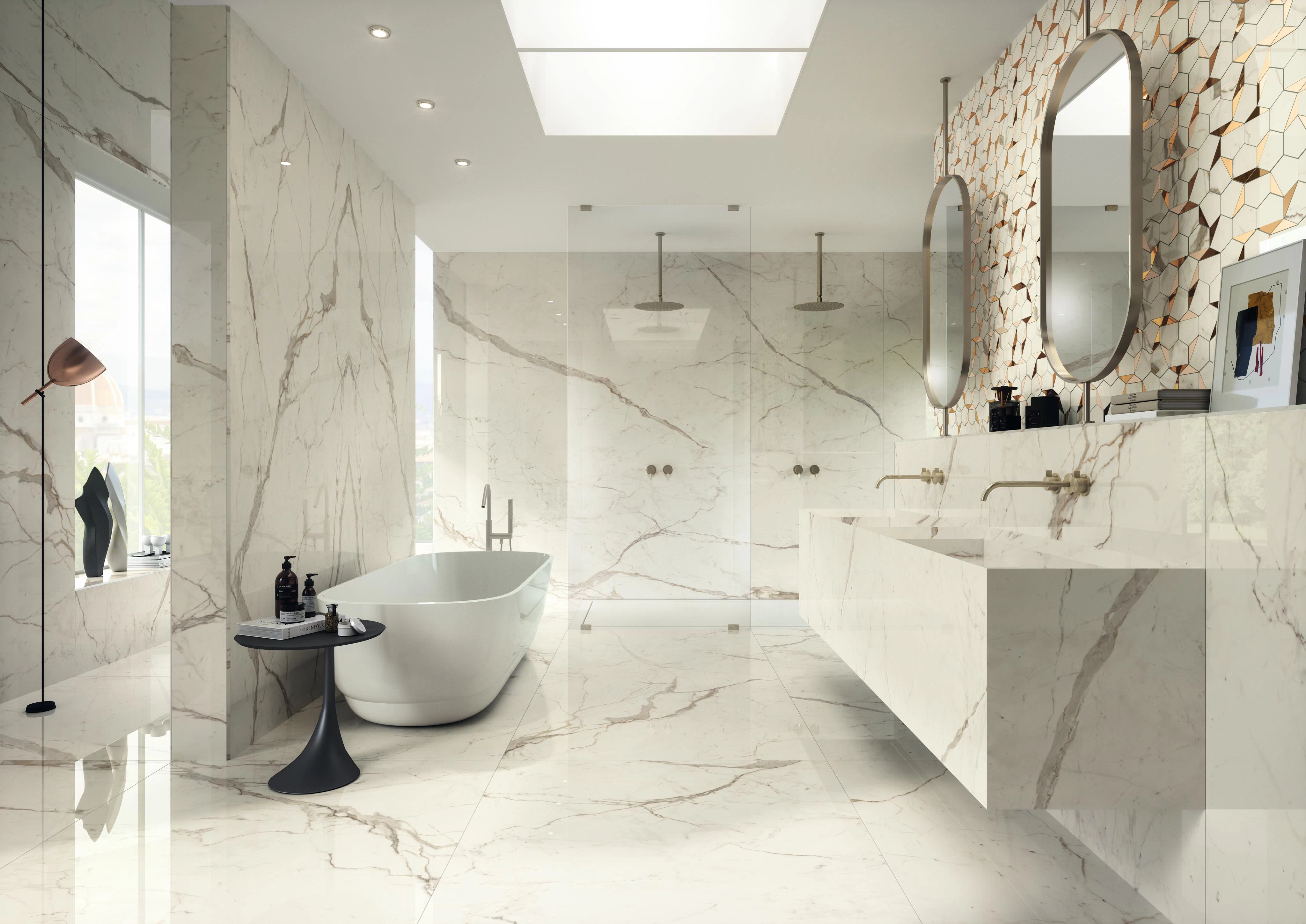Marble tile bathroom - Marvel Shine